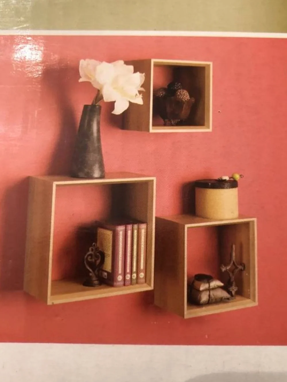Rubbermaid Natural Wood Wall Cube Shelves with Light Wood Finish